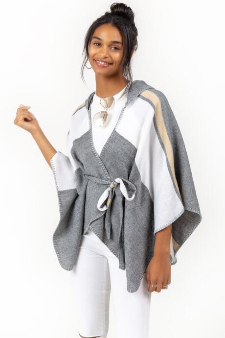 Francesca Inchess Kara Hooded Poncho - Heather Gray