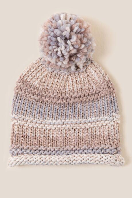 Francesca's Emily Knit Pom Beanie - Ivory