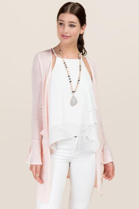 Blue Rain Giselle Ruffle Duster - Pale Pink