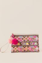 Francescas Lisa Mirrored Wristlet In Beige - Beige
