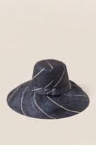 Francescas Addison Striped Straw Hat In Black - Black