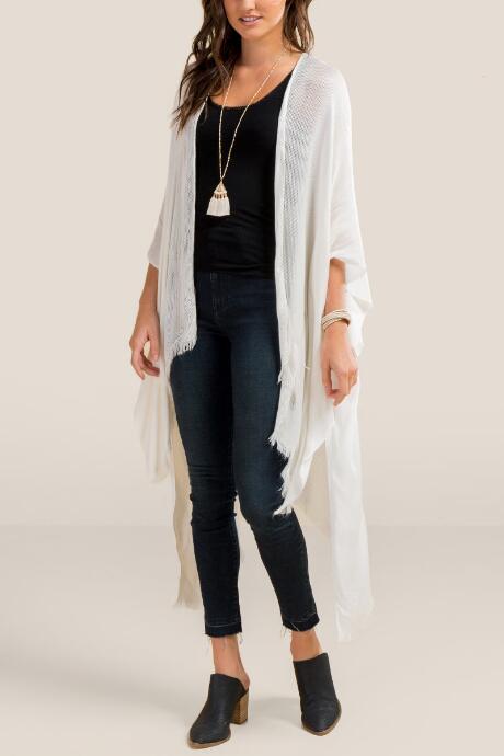 Francesca Inchess Allie Mineral Wash Ruana - White