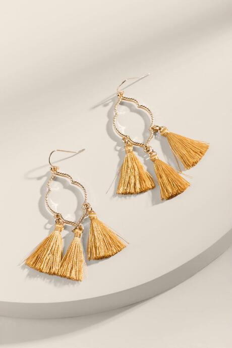 Francesca's Cara Marquis Tassel Earrings - Mustard
