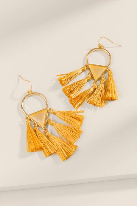 Francesca's Genna Tassel Statement Earrings - Mustard