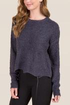Alya Marsha Scallop Trim Pullover Sweater - Navy