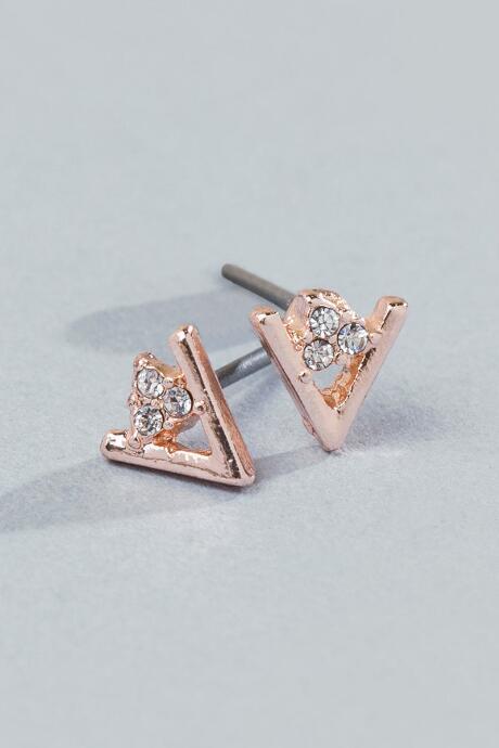 Francesca Inchess Brighton Crystal Triangle Studs - Rose/gold