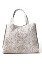 Francesca's Melody Medallion Perforated Tote - Light Gray