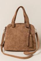 Francesca's Logan Braided Satchel - Cognac