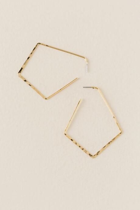 Francesca's Tyra Pentagon Hoop Earring - Gold