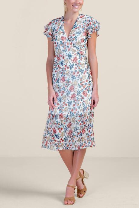 Francesca's Sylvia Floral Midi Dress - Ivory