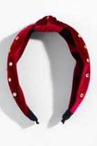 Francesca's Stacey Jeweled Velvet Headband - Burgundy