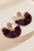 Francesca's Alexa Tasseled Glass Post Drop Earrings - Purple