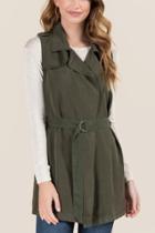 Francesca's Oralie Belted Vest - Olive