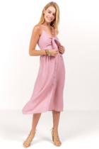Francesca's Gemma Polka Dot Midi Dress - Pink