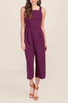 Francesca's Victoria Square Neck Jumpsuit - Purple