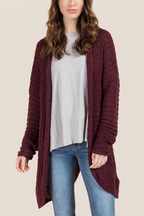 Alya Aura Boucle Cocoon Sweater Wrap - Burgundy