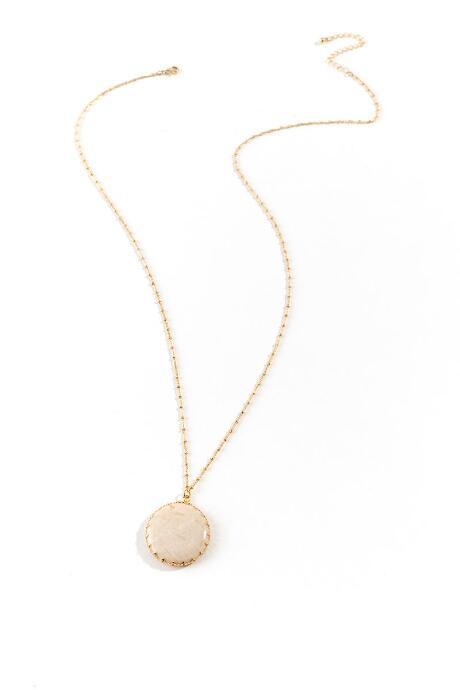 Francesca's Jada Circle Drop Necklace - Ivory