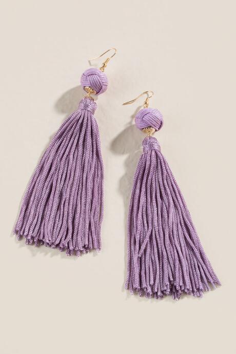 Francesca's Milla Large Lavender Tassel Earrings - Lavender