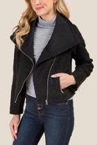 Francesca's Winifred Draped Collar Moto Jacket - Black