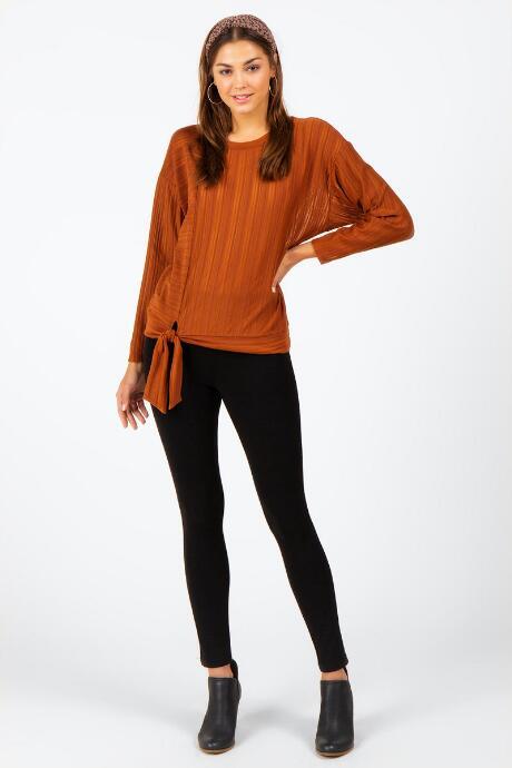 Francesca's Eleene Front Tie Top - Tortoise