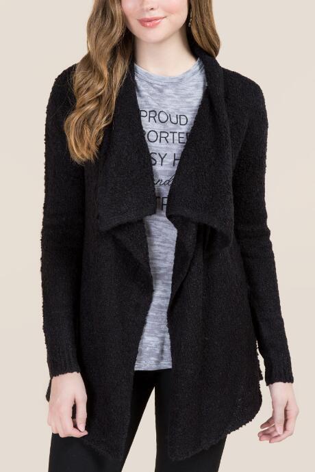 Alya Leigh Drape Boucle Sweater Wrap - Black