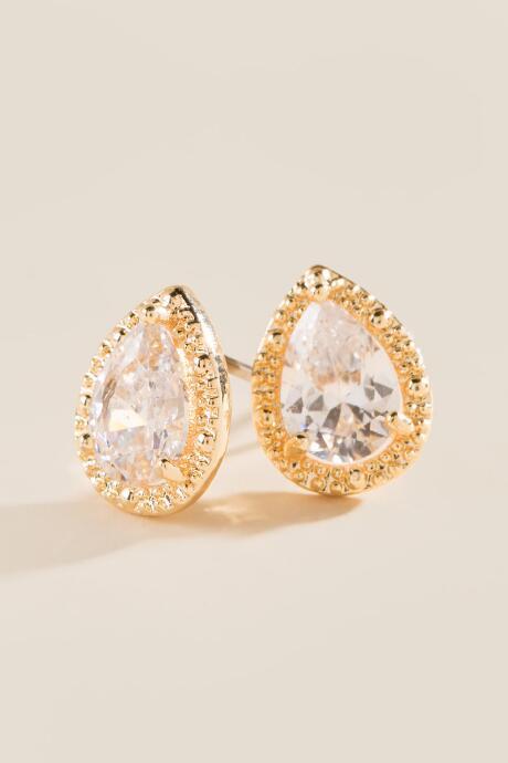 Francesca's Tiffany Clear Teardrop Studs - Crystal