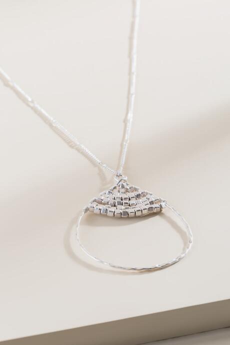 Francesca's Brianna Woven Beaded Pendant - Silver