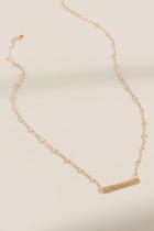 Francesca's Camille Brushed Metal Bar Pendant Necklace - Gold