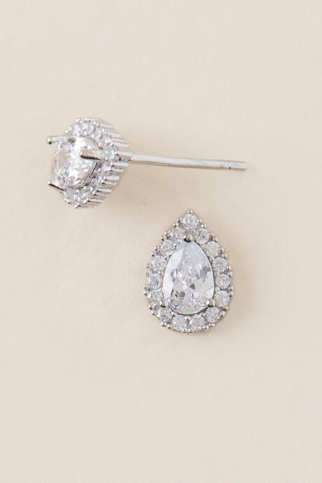Francesca's Elva Cubic Zirconia Teardrop Stud Earring - Silver