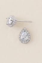 Francesca's Elva Cubic Zirconia Teardrop Stud Earring - Silver