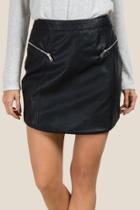Francesca's Kelley Double Zip Moto Skirt - Black