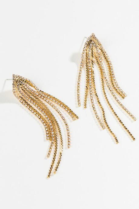 Francesca's Kinsley Glitzy Linear Earrings - Crystal