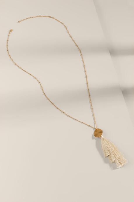 Francesca's Halle Tasseled Coin Pendant Necklace - Ivory