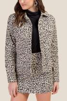 Francesca's Tessa Leopard Denim Jacket - Taupe