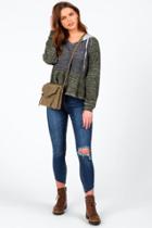 Francesca's Ivanna Color-block Hooded Top - Olive