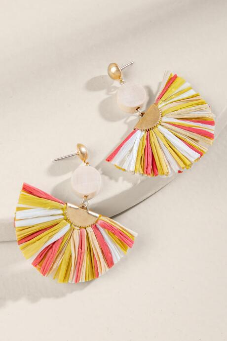 Francesca's Erin Multi Raffia Fanned Earrings - Multi