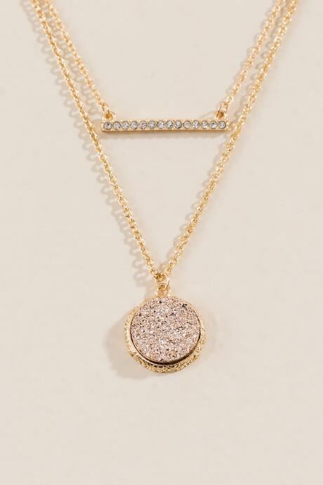 Francesca Inchess Fairen Layered Druzy Necklace - Rose/gold