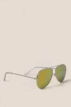 Francesca's Raina Mirrored Aviators In Red - Silver