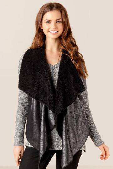 Dina-be Preslie Faux Fur Vest - Black