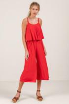 Francesca's Harlow Layered Gaucho Jumpsuit - Red