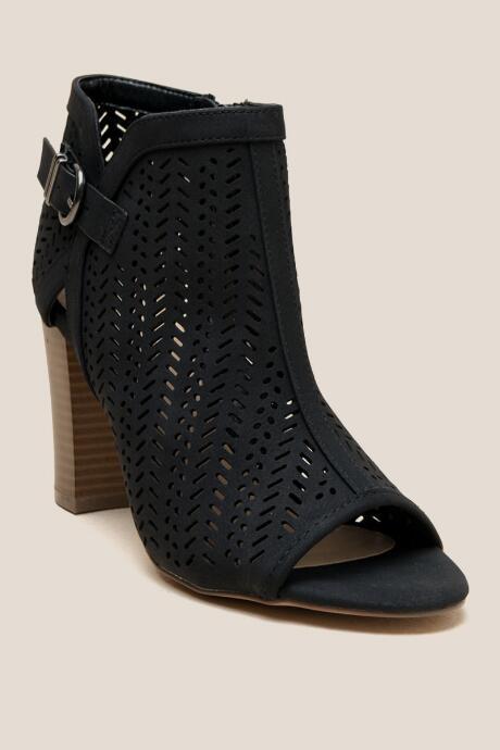Xoxo Birkita Perforated Peep Toe Shootie - Black
