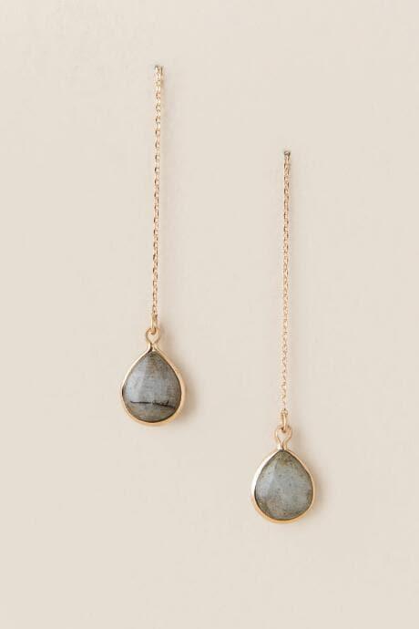 Francesca's Zariah Stone Chain Drop Earring - Gray