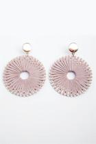 Francesca's Valentina Suede Threaded Circle Drop Earrings - Taupe