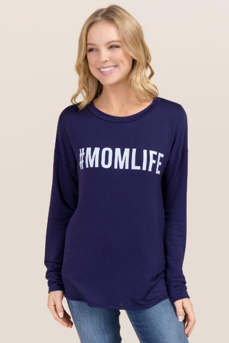 Alya Momlife French Terry Graphic Sweatshirt - Navy