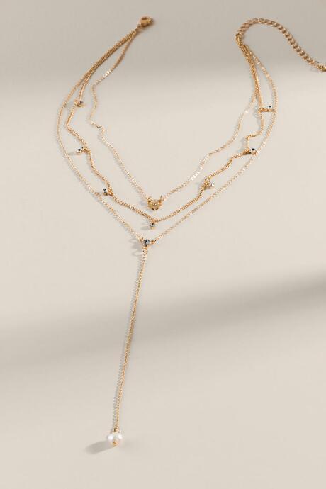 Francesca's Brooke Pearl Multi-strand Necklace - Gold