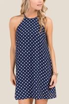 Francesca Inchess Blane Simple Polkadot Shift Dress - Navy