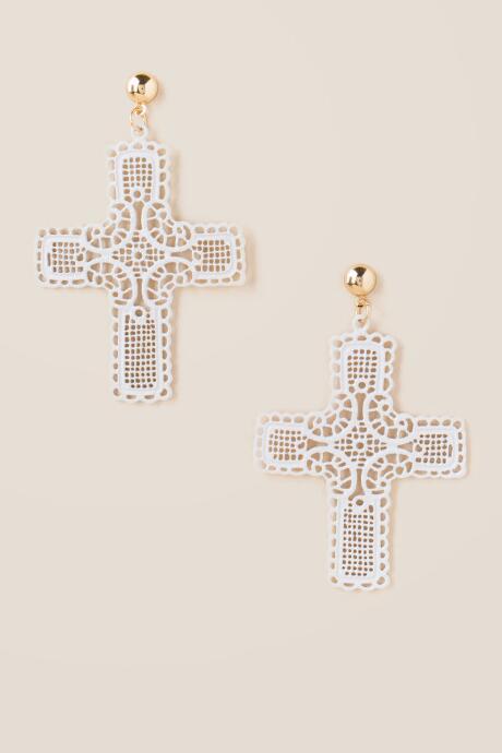 Francesca Inchess Raquel Filigree Cross Statement Earrings - Gold
