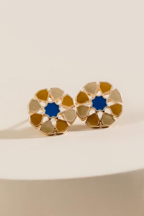 Francesca's Gia Deco Floral Studs - Marigold