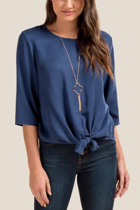 Francesca Inchess Isla Tie Front Top - Ink Navy