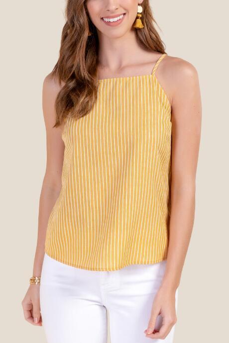 Francesca's Anya Lattice Back Tank Top - Sunshine